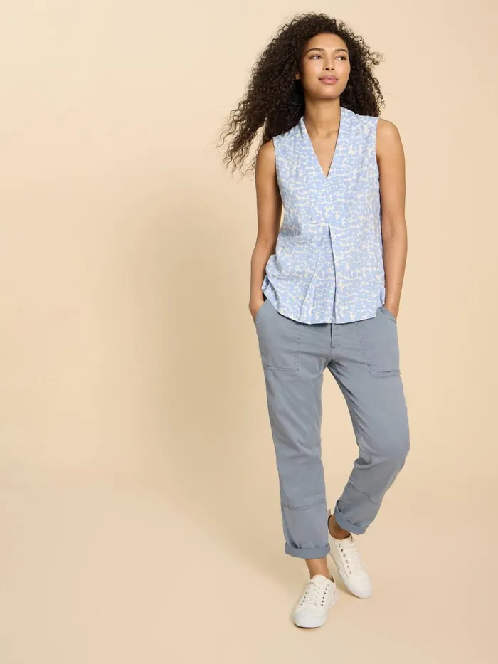 Women TROUSERS White Stuff Blaire Cotton Blend Trouser Mid Blue Women TROUSERS White Stuff Blaire Cotton Blend Trouser Mid Blue