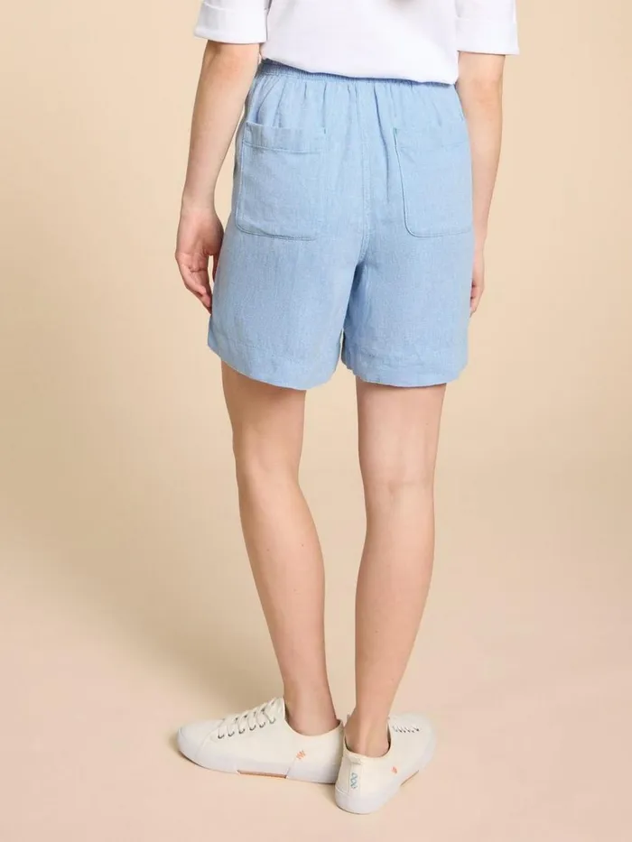 Women TROUSERS White Stuff Elle Linen Blend Short Chambray Blue Women TROUSERS White Stuff Elle Linen Blend Short Chambray Blue