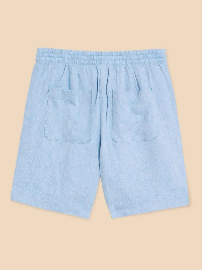 Women TROUSERS White Stuff Elle Linen Blend Short Chambray Blue Women TROUSERS White Stuff Elle Linen Blend Short Chambray Blue