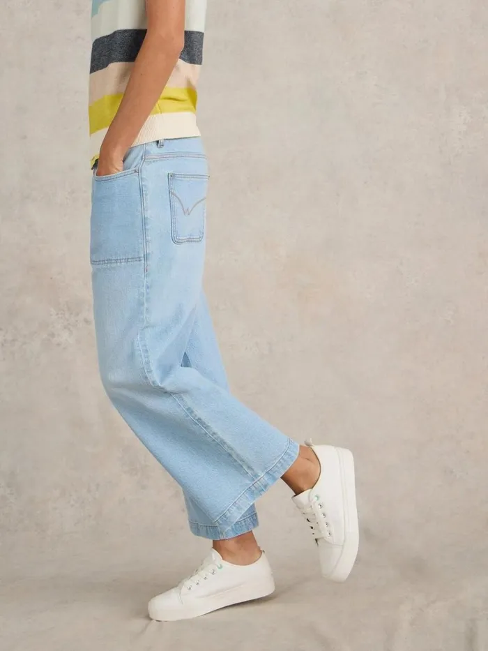 Women TROUSERS White Stuff Tia Wide Leg Crop Jean Light Denim Women TROUSERS White Stuff Tia Wide Leg Crop Jean Light Denim