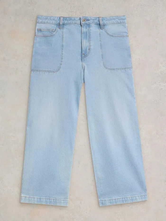 Women TROUSERS White Stuff Tia Wide Leg Crop Jean Light Denim Women TROUSERS White Stuff Tia Wide Leg Crop Jean Light Denim
