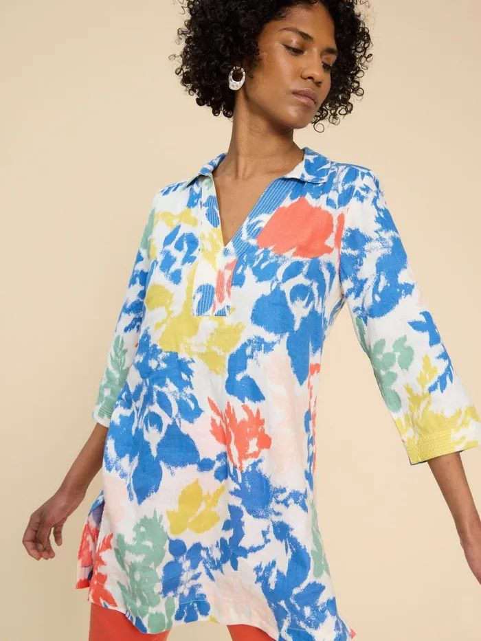 Women TUNICS White Stuff Blaire Linen Tunic Ivory Multi Women TUNICS White Stuff Blaire Linen Tunic Ivory Multi