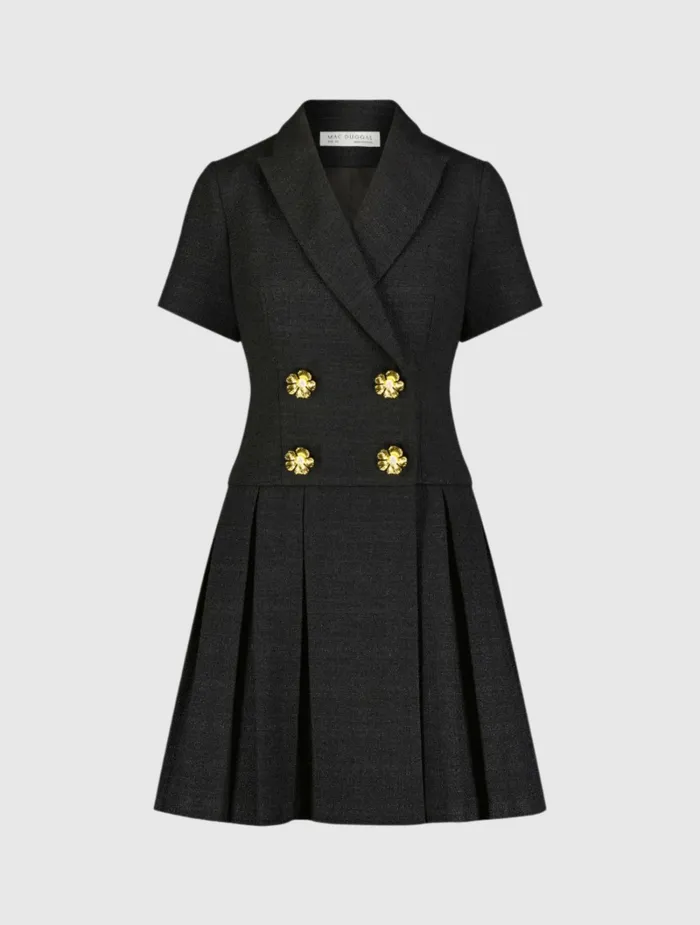 Women Tweed Short Sleeve Blazer Mini Dress Black Every Day Dresses Mac Duggal