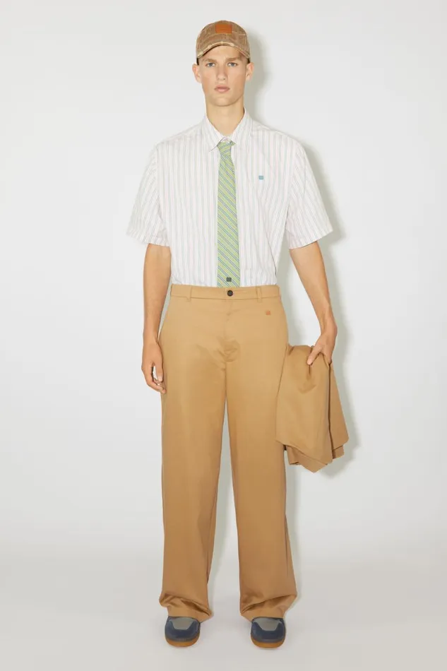 Women Twill Chino Trousers Camel Brown Acne Studios Trousers