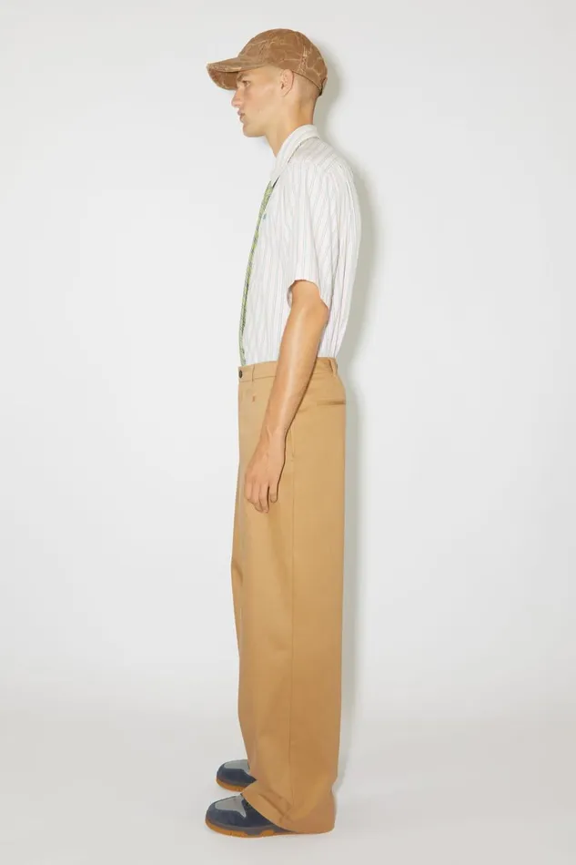 Women Twill Chino Trousers Camel Brown Acne Studios Trousers