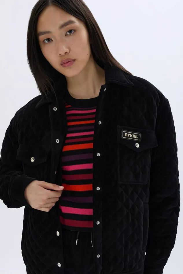 Women Velvet Quilted Jacket Black Black Sonia Rykiel Jackets