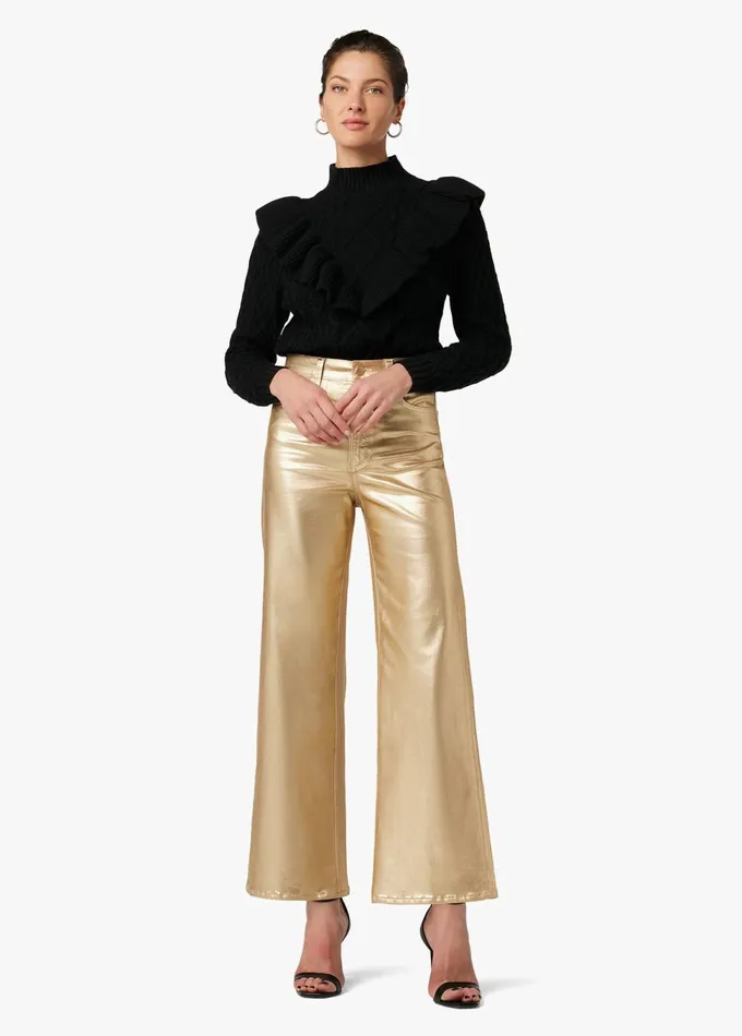 Women Wide Leg Joe039s Jeans THE MIA Gold Foil