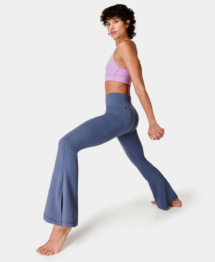Women Yoga Pants Sweaty Betty Soft Sculpt Flare Yoga Trousers Endless Blue