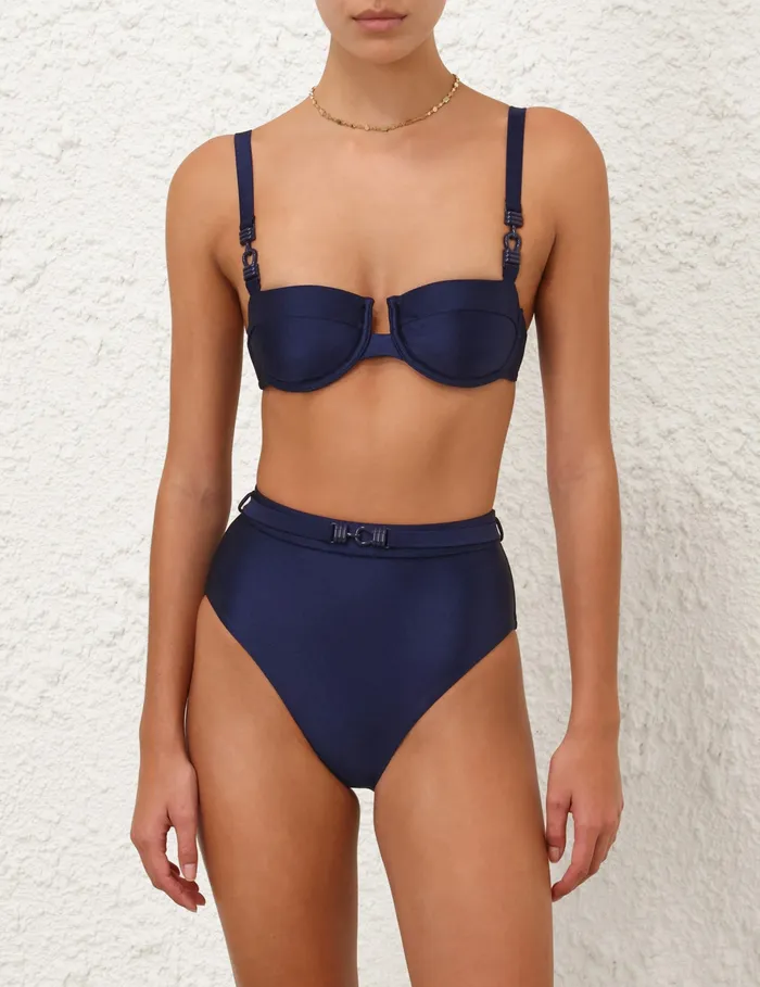 Women Zimmermann Bikinis Everley Trim Balconette Bikini Navy