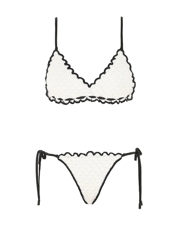 Women Zimmermann Bikinis Halliday Knit Scoop Bikini Ivoryblack