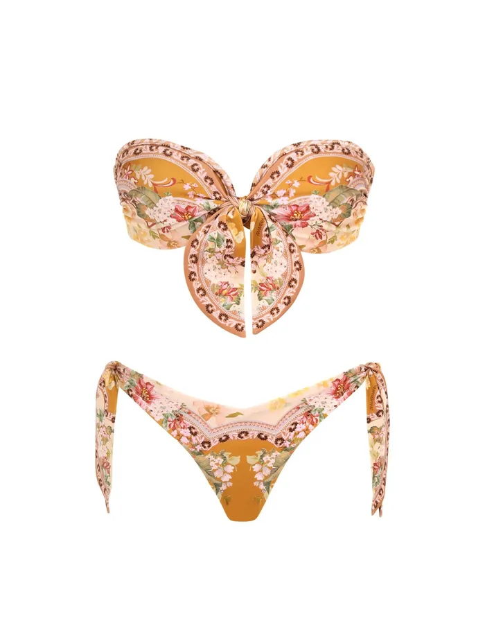 Women Zimmermann Bikinis Wylie Scarf Tie Bikini Mustard Floral