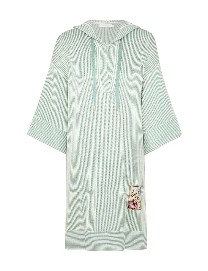 Women Zimmermann Clothing Acacia Stripe Hooded Mini Greencream