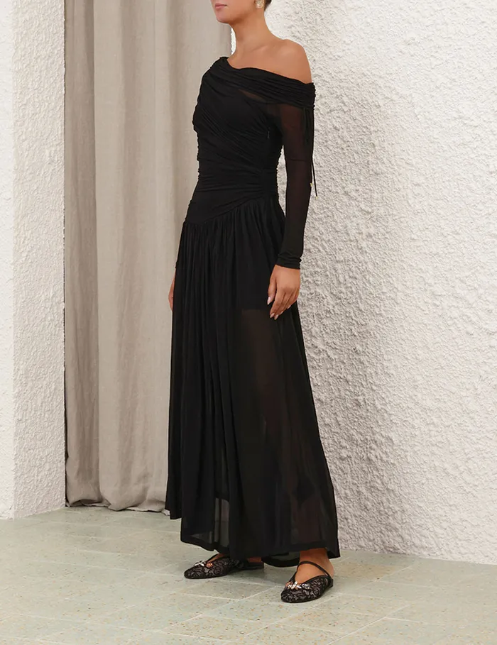 Women Zimmermann Clothing Crush Asymmetrical Midi Dress Black