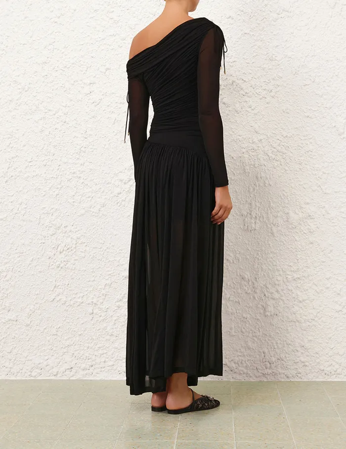 Women Zimmermann Clothing Crush Asymmetrical Midi Dress Black