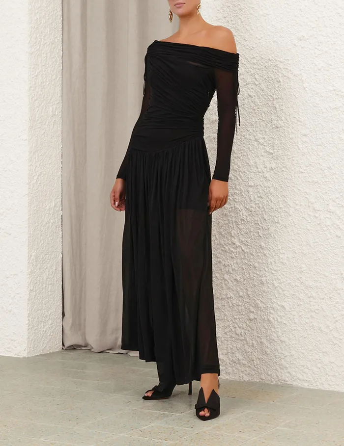 Women Zimmermann Clothing Crush Asymmetrical Midi Dress Black