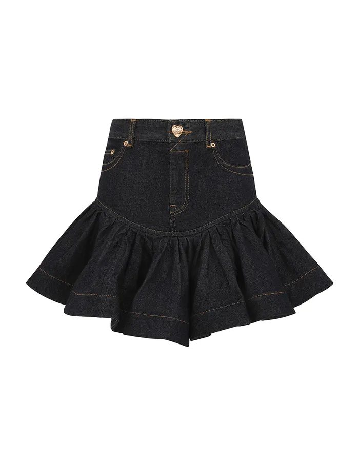 Women Zimmermann Clothing Crush Denim Frill Mini Skirt Night Sky