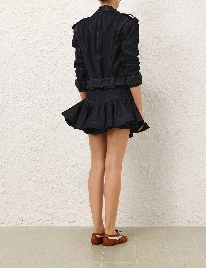 Women Zimmermann Clothing Crush Denim Frill Mini Skirt Night Sky
