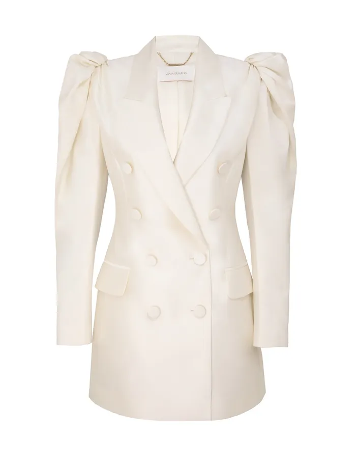 Women Zimmermann Clothing Crush Double Breasted Mini Cream