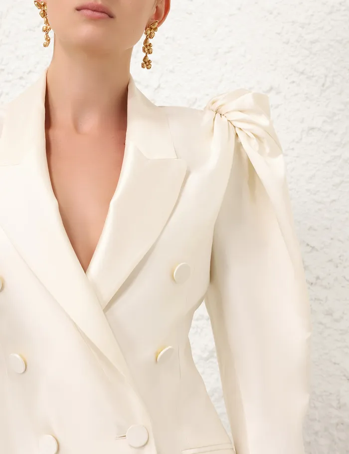 Women Zimmermann Clothing Crush Double Breasted Mini Cream