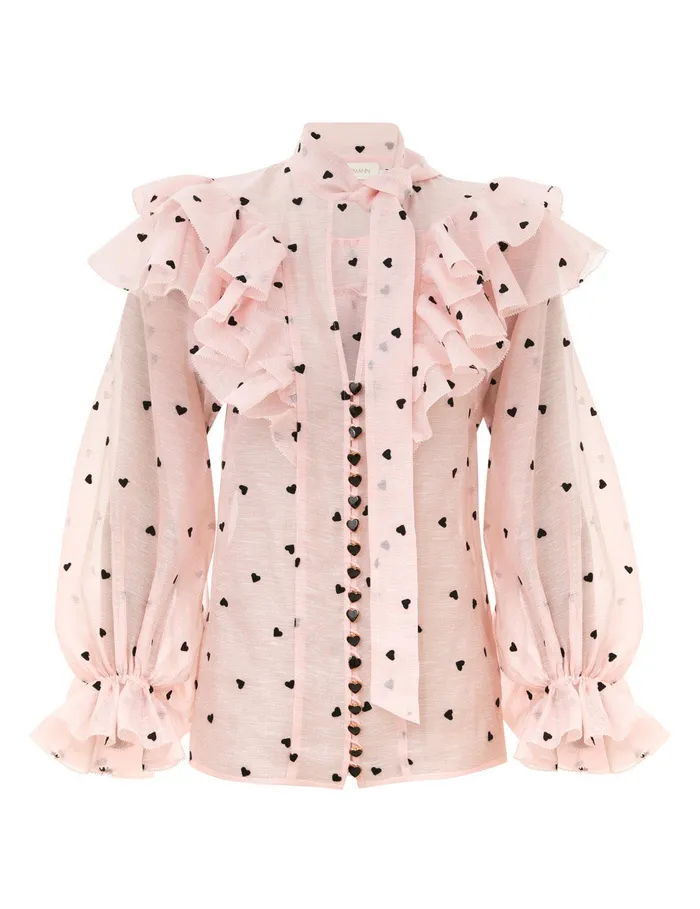 Women Zimmermann Clothing Crush Embroidered Blouse Pink Hearts