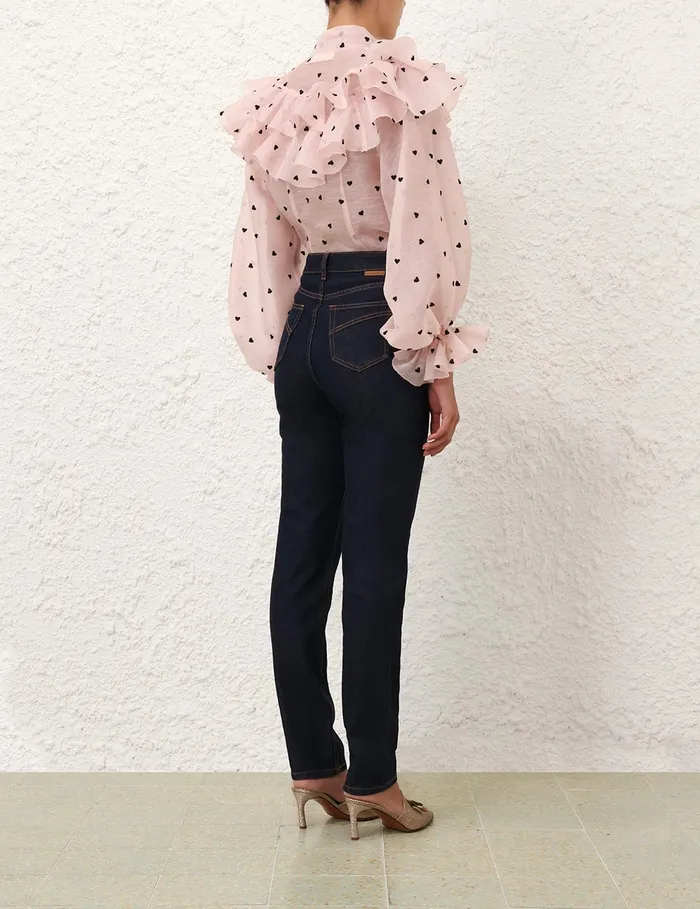 Women Zimmermann Clothing Crush Embroidered Blouse Pink Hearts