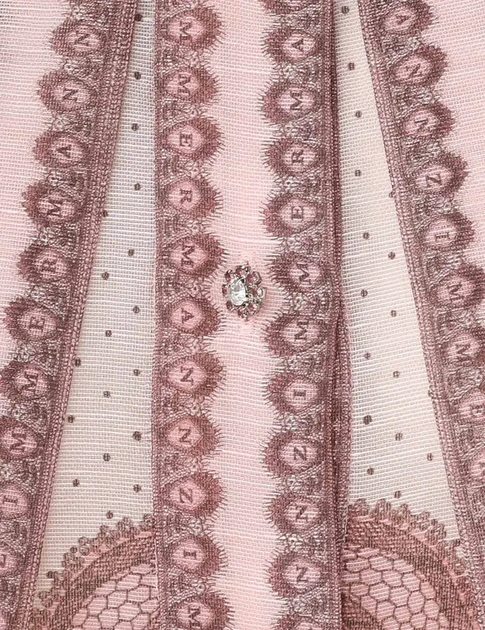 Women Zimmermann Clothing Crush Frilled Fitted Blouse Pink Lace Print