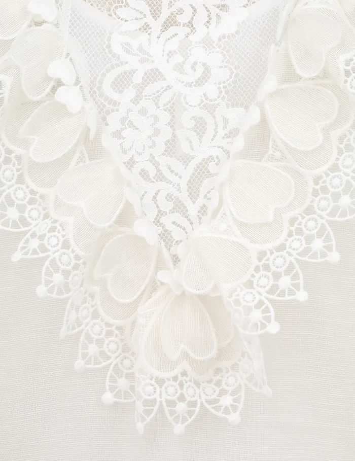 Women Zimmermann Clothing Crush Heart Trim Blouse Ivory
