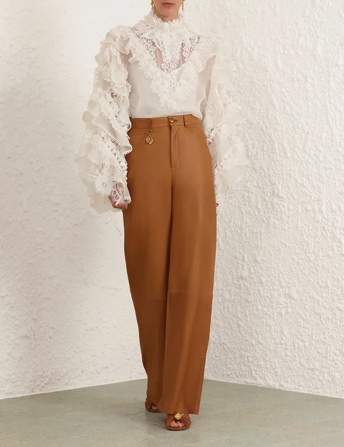 Women Zimmermann Clothing Crush Heart Trim Blouse Ivory