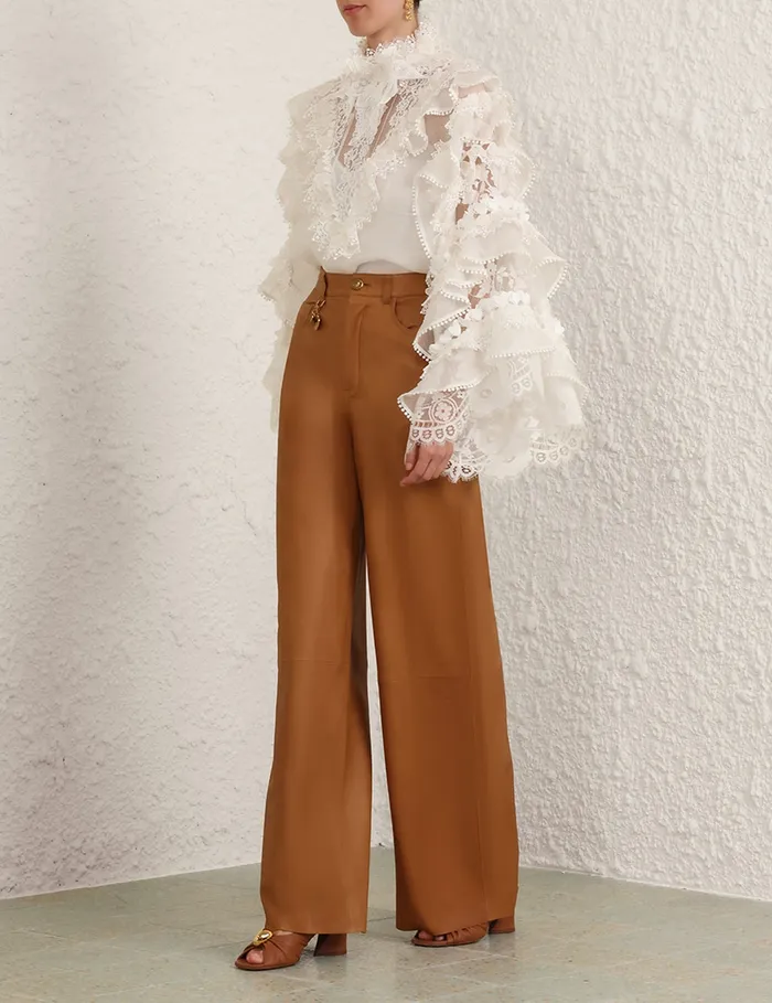 Women Zimmermann Clothing Crush Heart Trim Blouse Ivory
