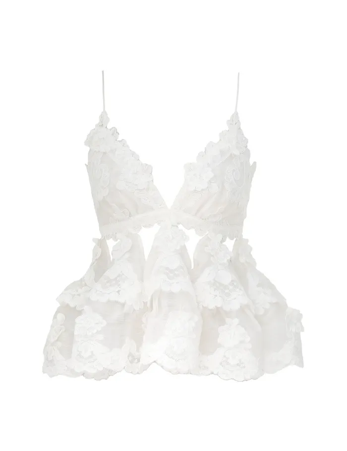 Women Zimmermann Clothing Crush Lace Motif Tiered Top Ivory