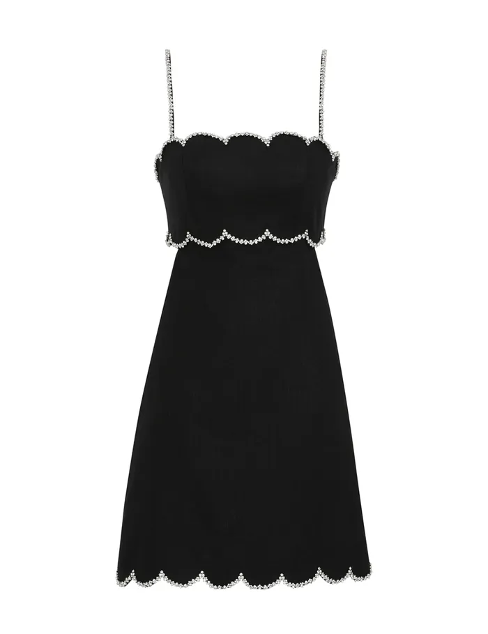 Women Zimmermann Clothing Crush Scalloped Mini Dress Black