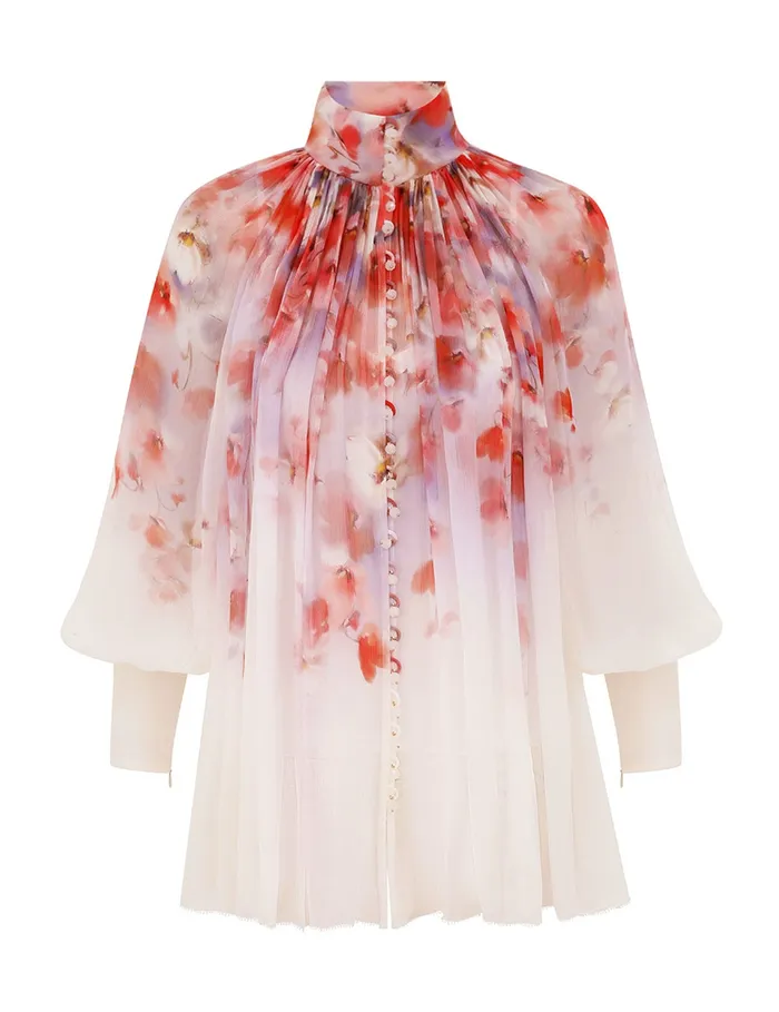 Women Zimmermann Clothing Crush Smock Blouse Scarlet Floral