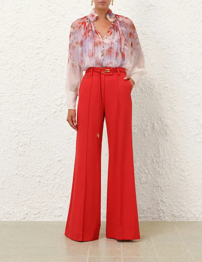 Women Zimmermann Clothing Crush Smock Blouse Scarlet Floral