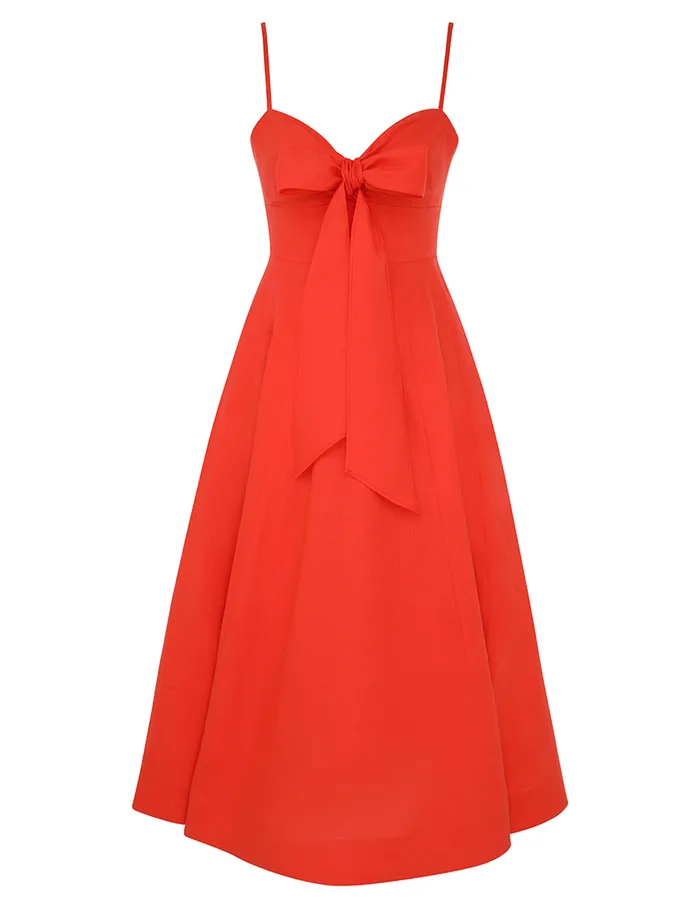 Women Zimmermann Clothing Crush Tie Front Midi Dress Red