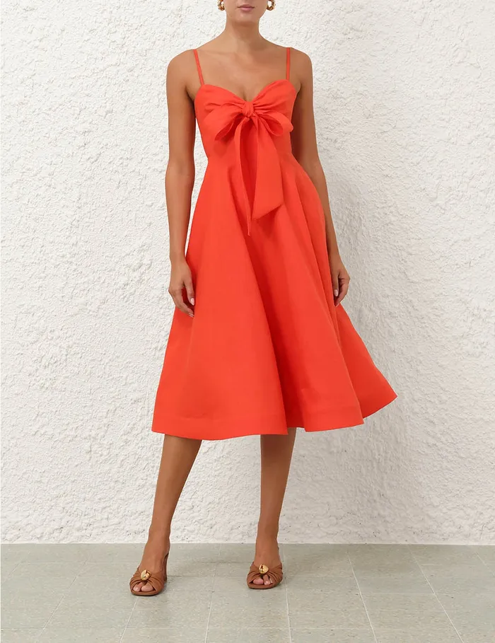 Women Zimmermann Clothing Crush Tie Front Midi Dress Red