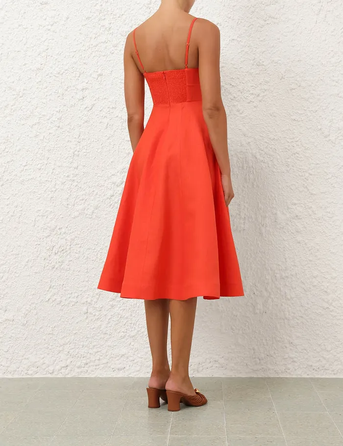 Women Zimmermann Clothing Crush Tie Front Midi Dress Red