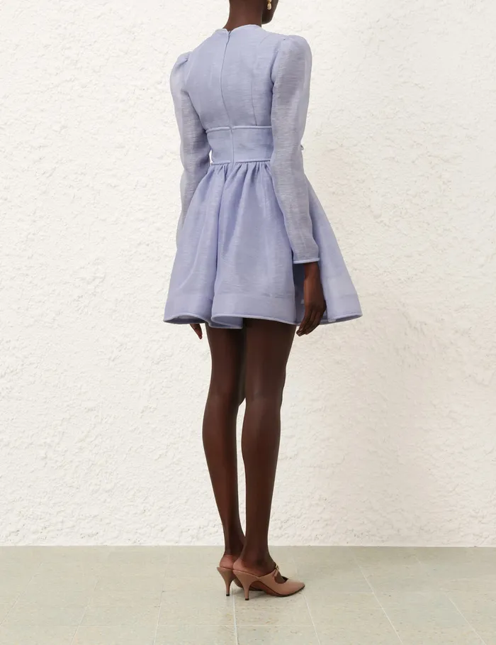 Women Zimmermann Clothing Eden Structured Mini Dress Dusty Blue