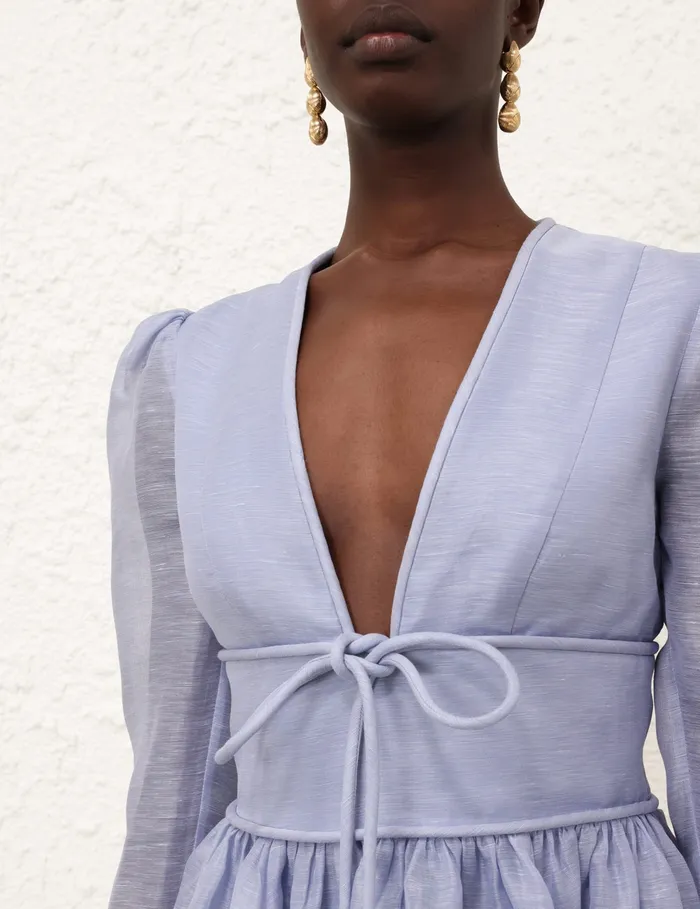 Women Zimmermann Clothing Eden Structured Mini Dress Dusty Blue
