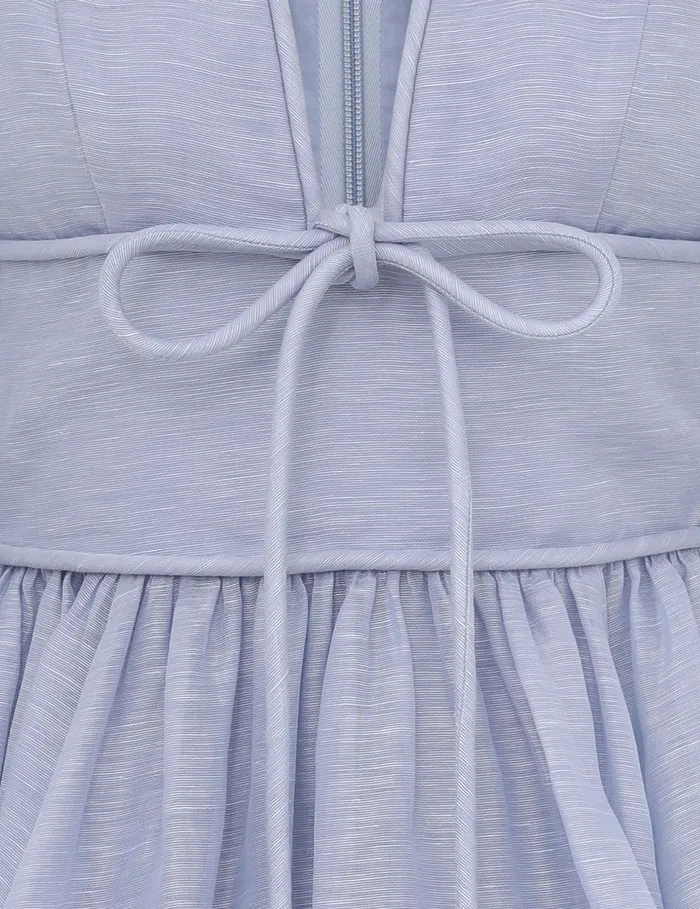 Women Zimmermann Clothing Eden Structured Mini Dress Dusty Blue