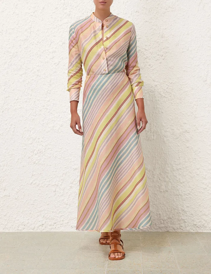 Women Zimmermann Clothing Halliday Bias Skirt Multi Stripe