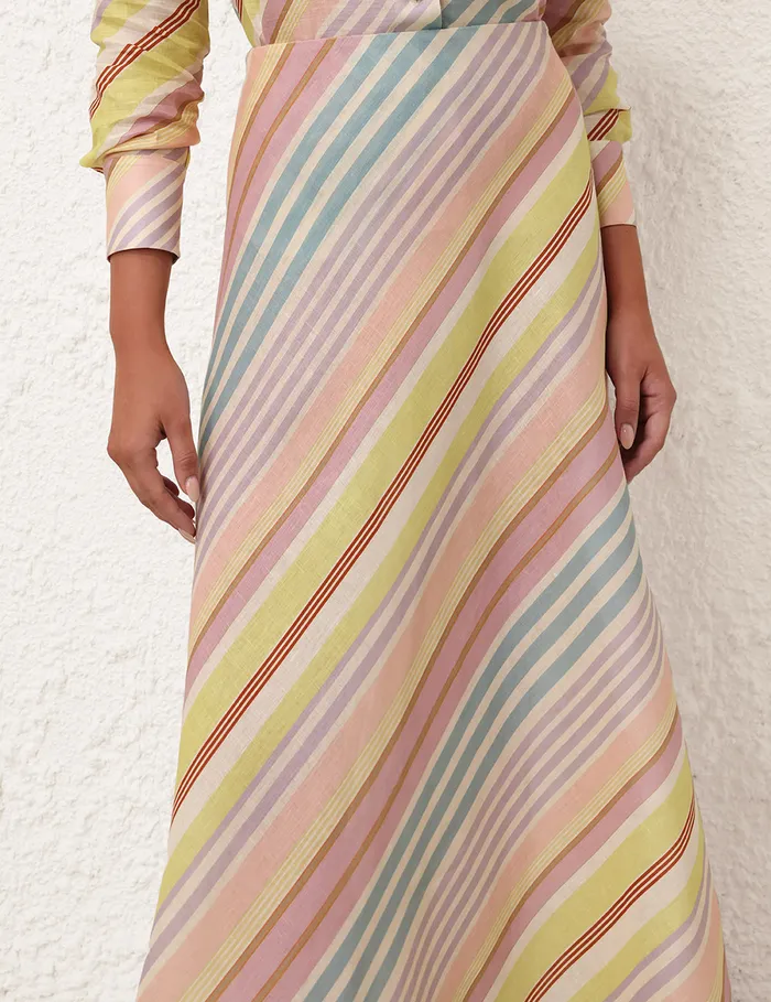 Women Zimmermann Clothing Halliday Bias Skirt Multi Stripe