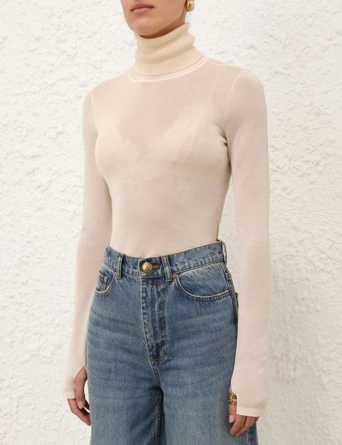 Women Zimmermann Clothing Illustration Lace Bralette Cream