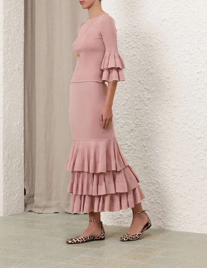 Women Zimmermann Clothing Illustration Tiered Skirt Pink