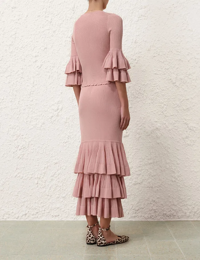 Women Zimmermann Clothing Illustration Tiered Skirt Pink