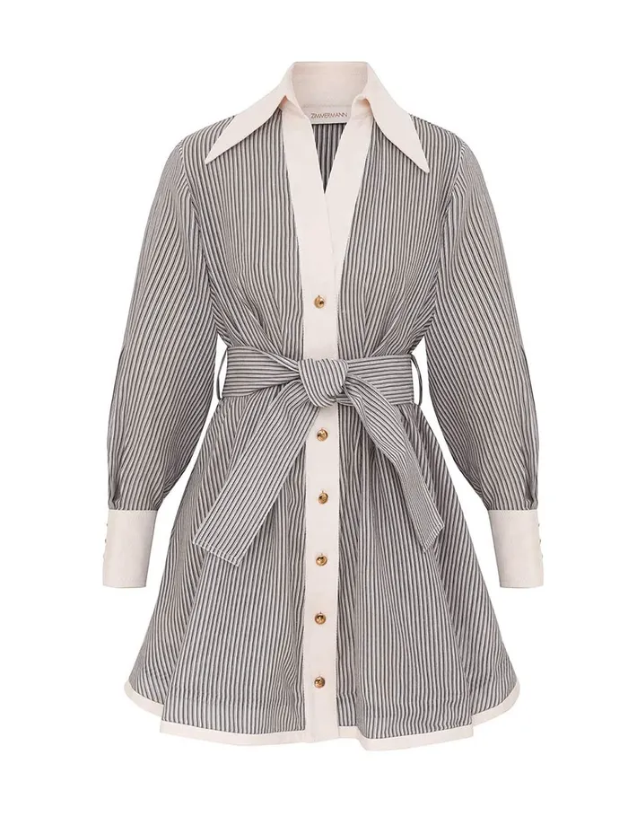 Women Zimmermann Clothing Illustration Tuck Mini Dress Stripe