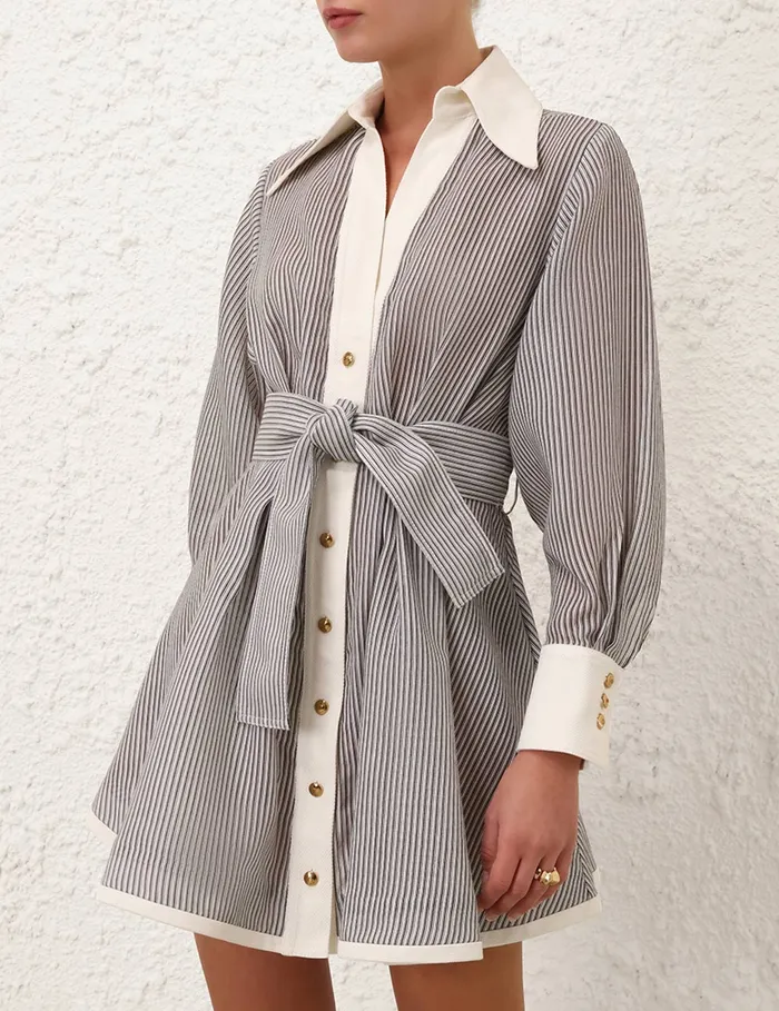 Women Zimmermann Clothing Illustration Tuck Mini Dress Stripe