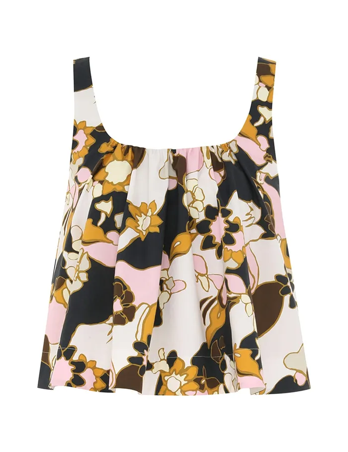 Women Zimmermann Clothing Maxine Cropped Cami Yellow Kaleidoscope Floral