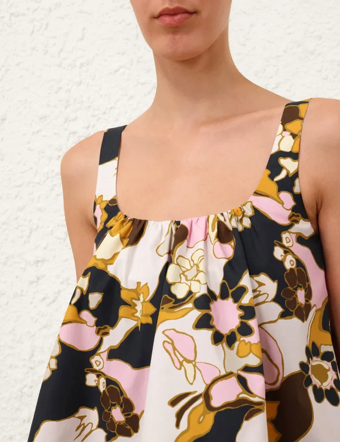 Women Zimmermann Clothing Maxine Cropped Cami Yellow Kaleidoscope Floral