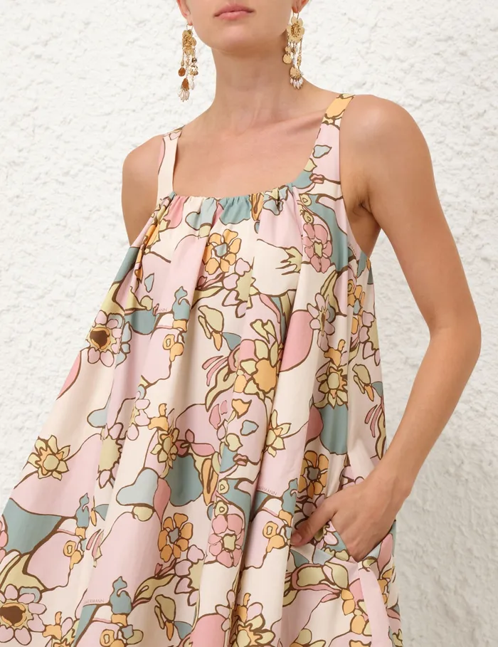 Women Zimmermann Clothing Maxine Mini Dress Pink Kaleidoscope Floral