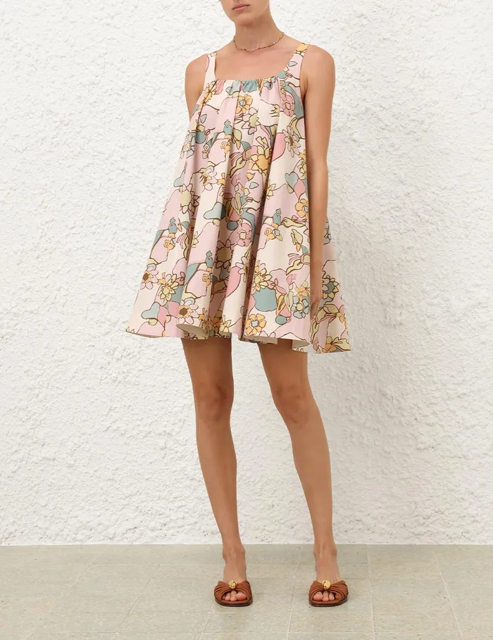 Women Zimmermann Clothing Maxine Mini Dress Pink Kaleidoscope Floral